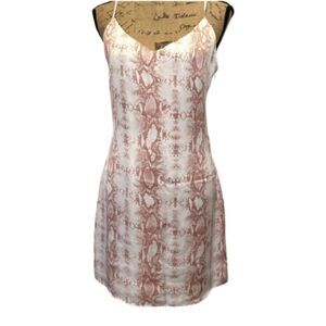 NWT Fox & Gray Boutique Mini Slip Dress Pink Snakeskin Print Size Medium